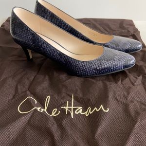 Cole Haan Blue and Black Snakeskin Classic Pumps